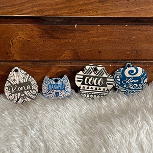 Placa polinesia grabada con láser para nombre de mascota, placa personalizada para perro y gato.