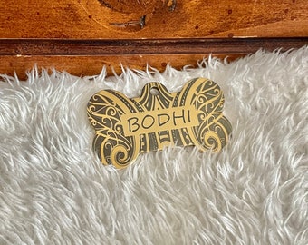 Polynesian Pet Dog Bone Name Tags, Bone Tag, Dog ID, Dog Bone Tag, Polynesian Tag, Puppy Tag, Laser Engraved Dog Bone Tag, Custom Dog Tag