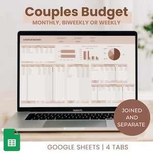Budgetspreadsheet voor stellen voor Google Spreadsheets, budgetplanner voor gezin en stel, maandelijks tweewekelijks, salaris- en onkostenregistratie