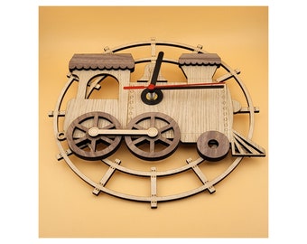 Laser Cut Train Wall Clock, Train Clock, Wall Clock Unique, Nature Wall Clock, Wood Wall Clock, home décor