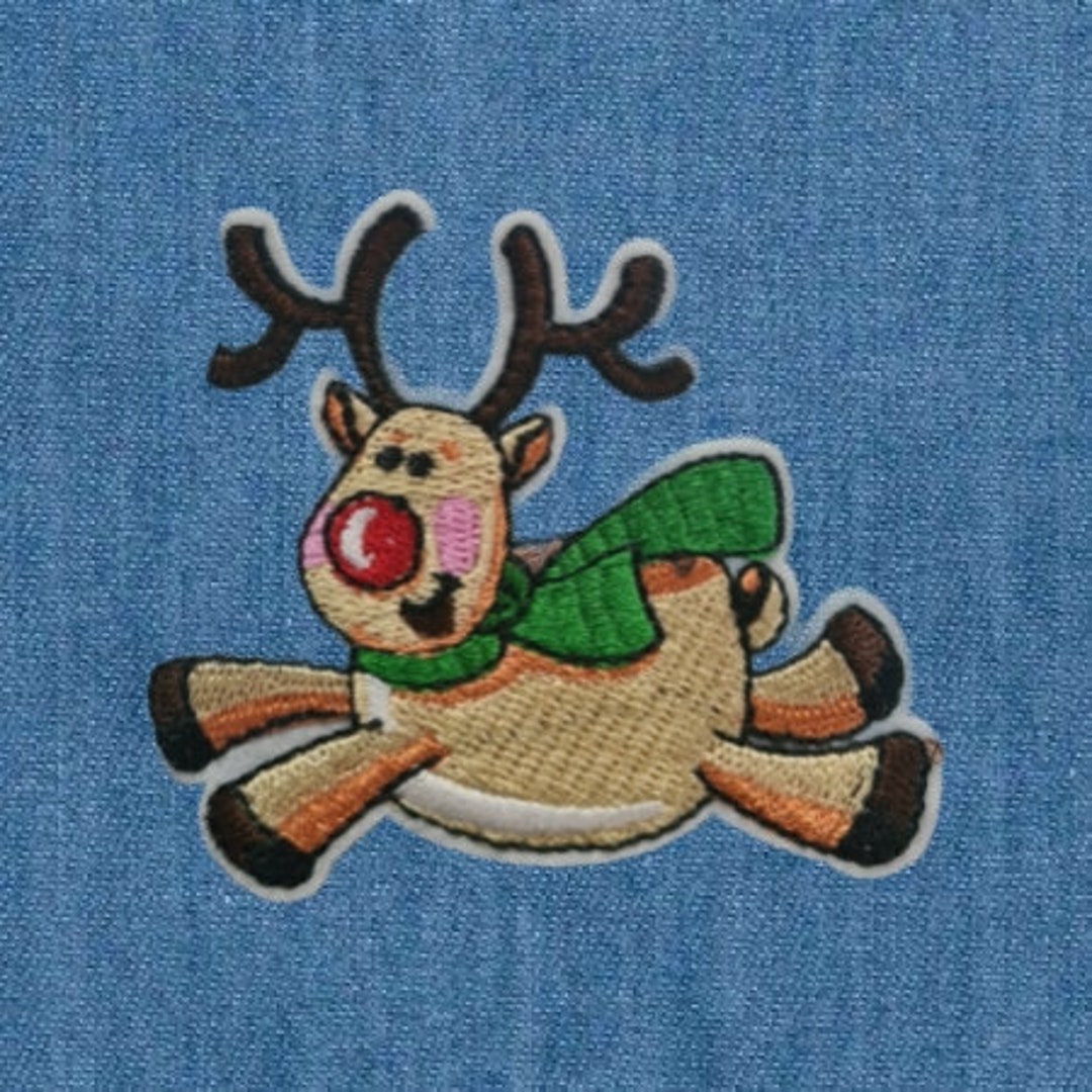 Rudolph the Red Nose Reindeer Christmas Embroidered Embroidery Etsy