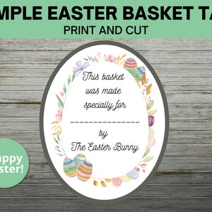 Easter Basket Gift Tag Simple Printable Instant Download