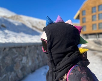 Snow Balaclava Hood, ski hood, snowboard hood, fleece hood, helmet hood, gift, handmade
