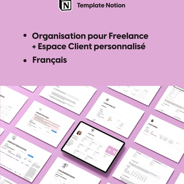 TEMPLATE NOTION FRANÇAIS - Organisation pour Freelance + Espace Client