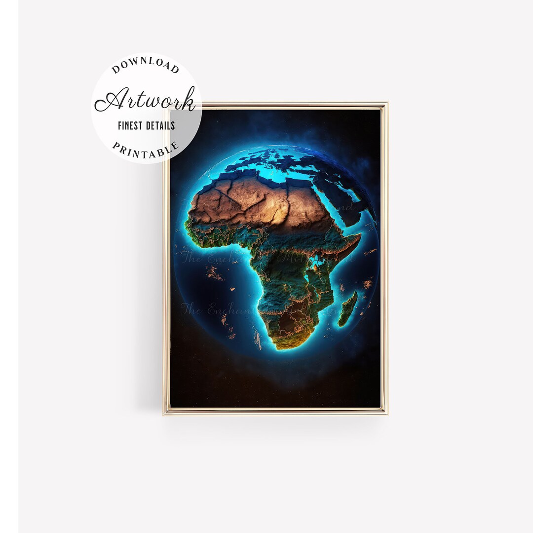 Map of Africa Wall Art African Fantasy Art Afrocentric Digital Etsy