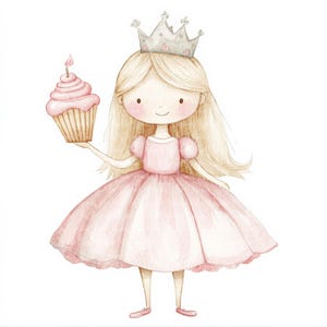 10 Cute Birthday Girl JPEG Clipart, Digital Paper, Watercolor Invitation Card clipart, JPEG Image, Digital download, Scrapbook, junk journal