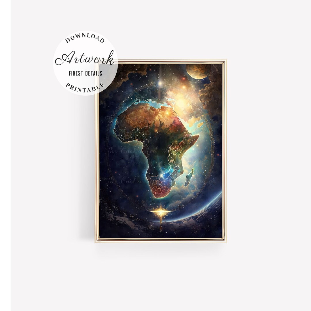 Map of Africa Wall Art African Fantasy Art Afrocentric Digital Etsy