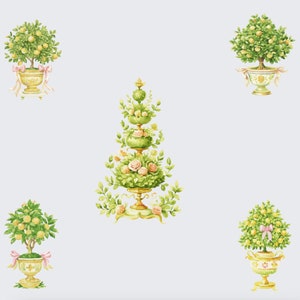 Topiary Watercolor SVG 5 Cliparts - Wedding Bow Topiary Clipart PNG ...