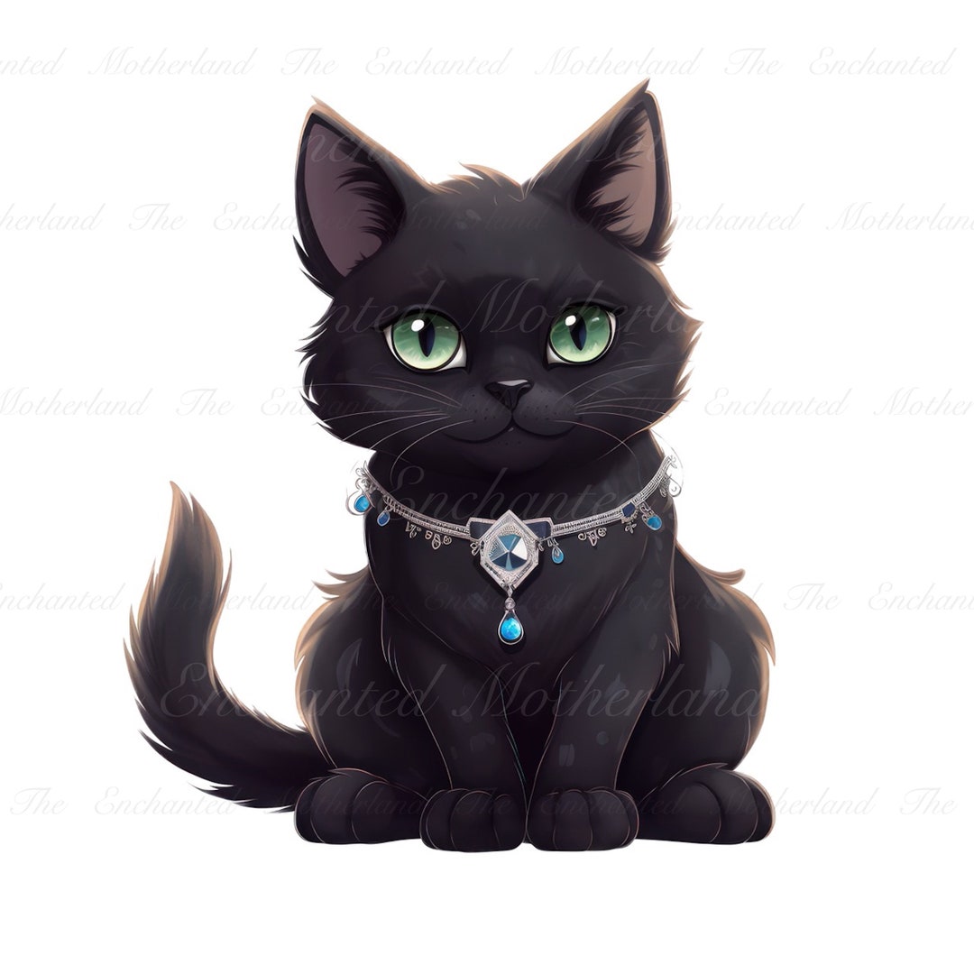 Black Witch Cat Clipart Magic Black Cat Clipart African Fauna Etsy