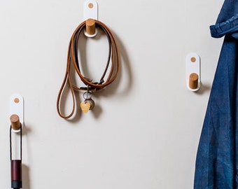 Modern Metal & Wood Wall Hook: Flush Mounted Coat Hook, Made in USA