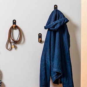 Plane Set of 3 Single Wall Hooks by Fire Road – Modern Metal and Wood Hanger for Bags, Coats, Hats & Purses, Perfect hooks for kids backpack