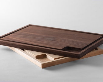 Maple or Walnut Carving Board: Angled Juice Groove, Personalized Chopping Block