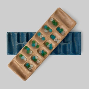 Mancala Board Game - Made In USA With 60 Colorful Stones And Storage Pouch