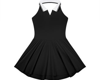 Vestido de tenis de mujer con cuello halter y corte en A