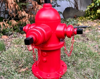 Handmade 13.5 Inch Tall Hydrant Post Statue Sturdy and Durable RED FIRE HYDRANT Indoor and outdoor decoration