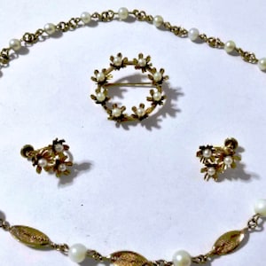 Vintage Gold Filled Retro Real Pearl Art Deco Pin Earrings Bracelets Lot 6 Pcs