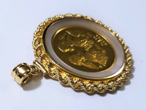 Vtg 14K & 999.9 Royal Angels Coin in Rope Coin Be… - image 3
