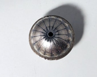 Vintage Sterling Silver Salvaged Stamped Design Navajo Bench Bead 14 mm