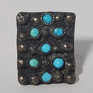 Vintage Sterling Silver SOUTHWEST Navajo Needlepoint Turquoise Ring Lot ~ Sz 9.5