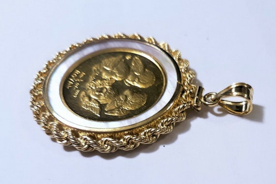 Vtg 14K & 999.9 Royal Angels Coin in Rope Coin Be… - image 4