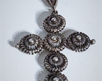Vintage Sterling Silver ZUNI Snake Eye Large Cross Necklace Pendant Lot