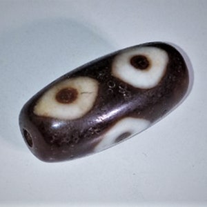 Tibetan Old 6-Eyed Agate Weathered Oily Dzi Bead 2.8 CM