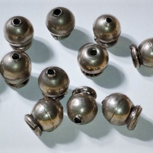 Vtg Sterling Silver Salvaged Collared Navajo Bench Beads 12.5 x 8 mm Lot of 11