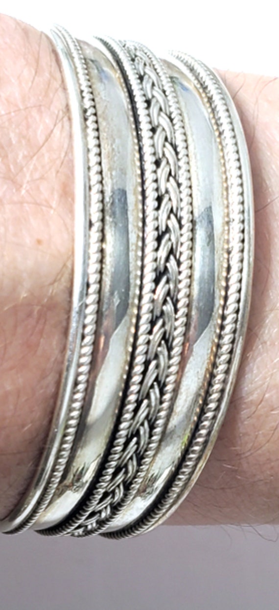 Vintage Sterling Silver Woven & Twist Overlay BA S