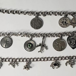 Vintage Sterling Silver Link Charm Bracelets w/Charms Lot of 3