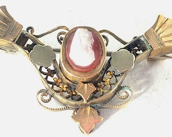Antique Victorian Gold Filled Cameo Pin Brooch Lot