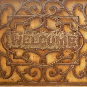 Antique Cast Iron N Orleans French Style *WELCOME* Entryway Floor Grate Rare