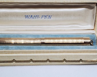 WAHL EVERSHARP Rare Dart Pattern 1920s GF Ring Top Pen Presentation Box #2 14K