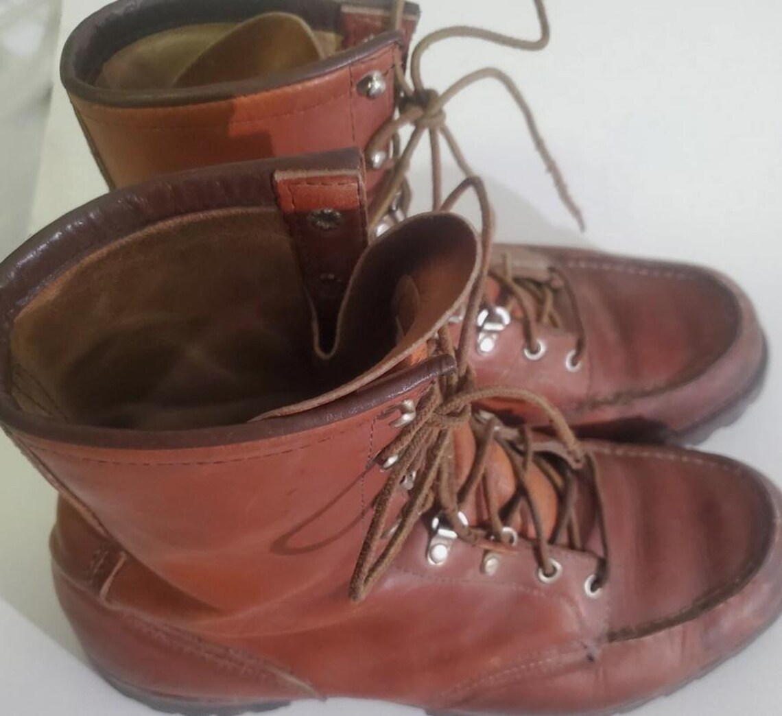 Vintage IRISH SETTER RedWing Moc Toe Mens Leather Work Boots 10.5 Made In USA, foto 2 di 5