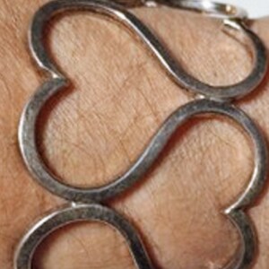 Vintage Sterling Silver MODERNIST Statement Open Hearts Cuff Bracelet Lot