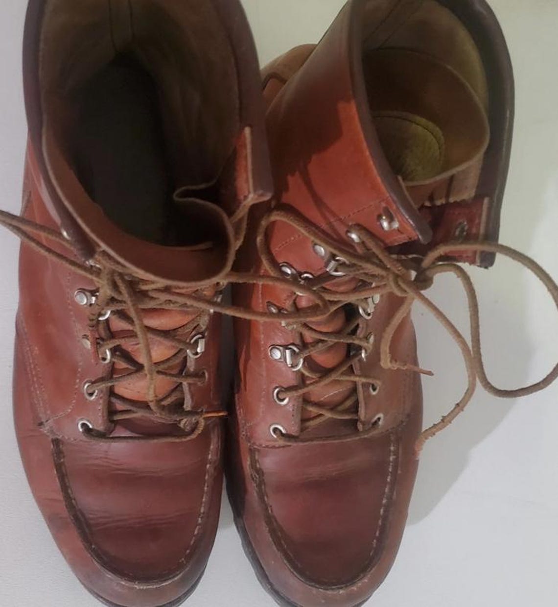 Vintage IRISH SETTER RedWing Moc Toe Mens Leather Work Boots 10.5 Made In USA, foto 4 di 5
