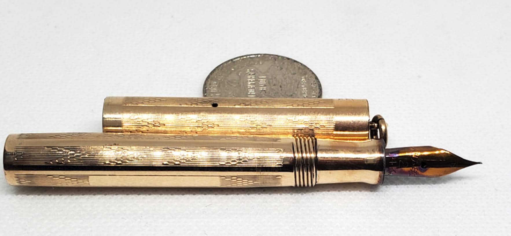 Set Rare WAHL EVERSHARP Skyline Gold Filled - Stylo Plume + Porte-mines - Doré