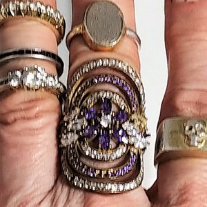 VTG Sterling Silber Gold Farbe Statement Ringe Wear Reparatur Lot 6 Stück