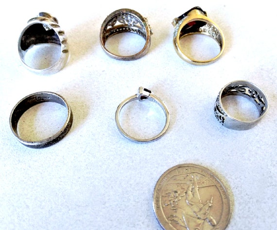 Vintage Sterling Silver Garnets & CZs Rings Lot C… - image 3