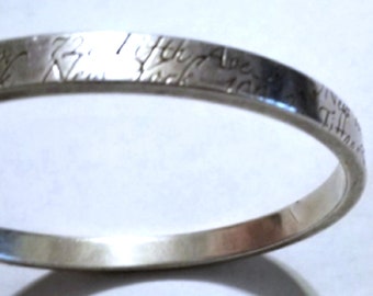 Vintage Sterling Silver TIFFANY Notes Script Bangle Bracelet