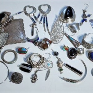 Vintage Sterling Silver SOUTHWEST Mixed Lot Harvest Craft Scrap Repair 112.3 Gr