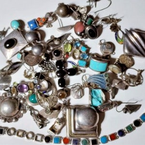 Vintage Sterling Silver SOUTHWEST Mixed Lot Harvest Craft Scrap Repair 195 Gr