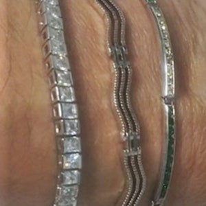 Vintage Sterling Silver Mixed CZ Tennis Bracelets Lot of 3