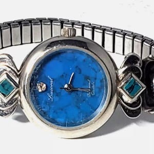 Vtg Richard Begay Sterling Silver Turquoise Coral Watch Tips and Watch