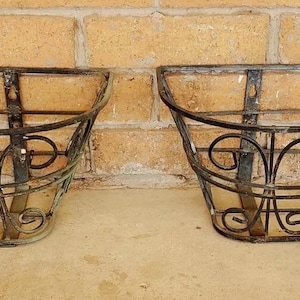 Vintage Wrought Iron Window Box Planters Pair 30&quot;