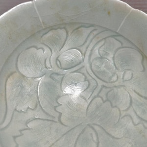 Antique Chinese Song Qingbai Floral Incised Shallow Bowl or Plate 6-1/4"