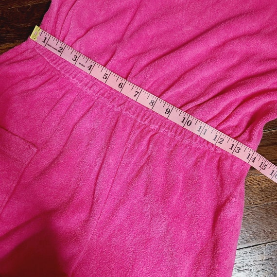 Vintage 70s Barbiecore Hot Pink Terry Cloth Romper - image 8