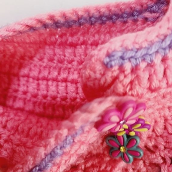 Vintage Handmade Crochet Sweater Pink Barbiecore … - image 8