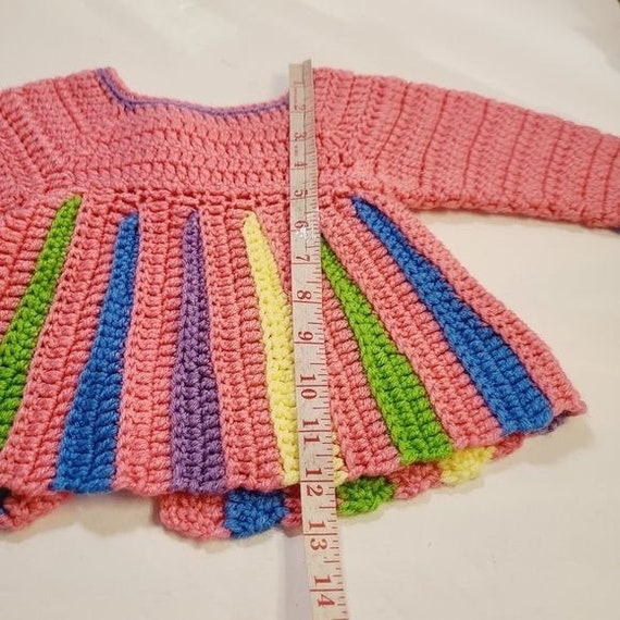 Vintage Handmade Crochet Sweater Pink Barbiecore … - image 9