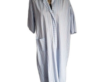 NWT Deadstock Vintage 70s 80s Blue Striped Night Gown House Dress