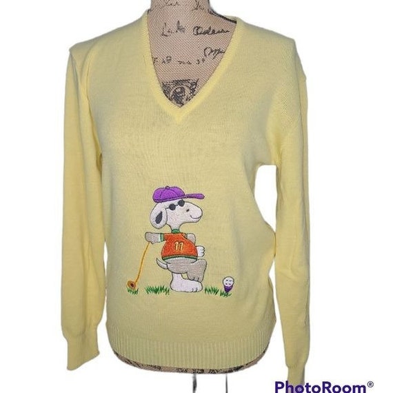 Deadstock Vintage 70s Snoopy Peanuts Golf Sweater… - image 1